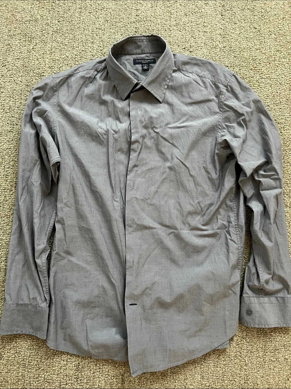 Banana Republic Men's Grey Long-Sleeve casual Shirt, slim fit, size M